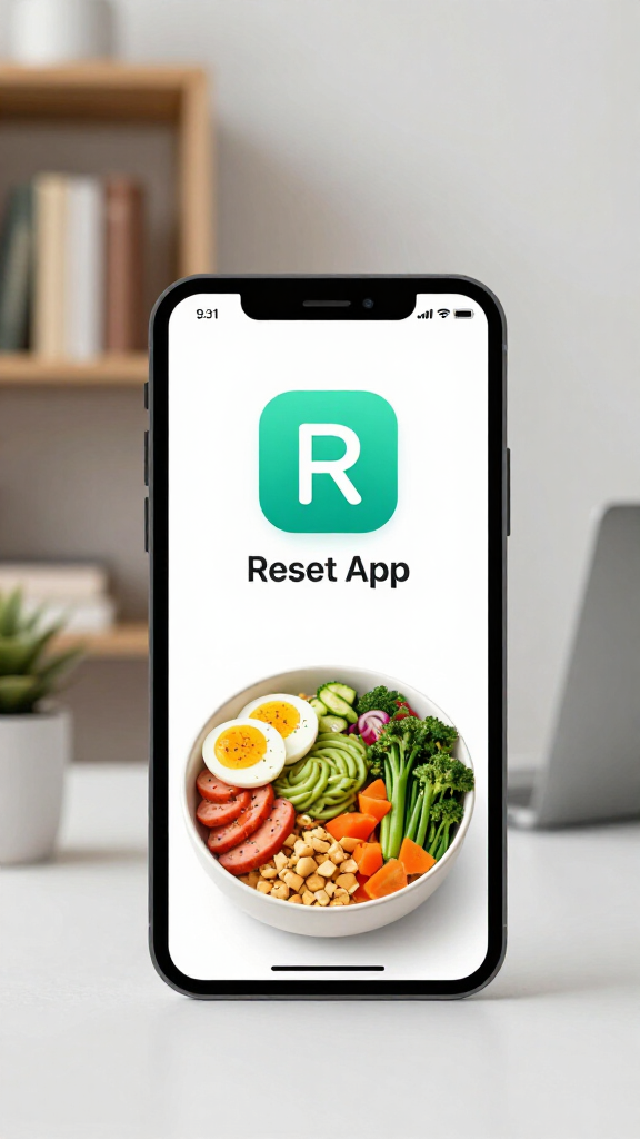 Reset App on phone — home screen mockup